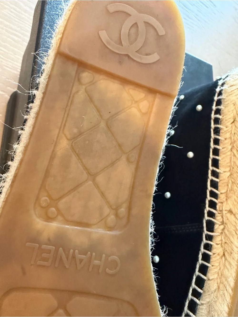 CHANEL Black Pearl CC-Embellished Espadrilles